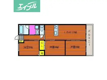 蔵用ハイツ(3LDK/3階)の間取り写真