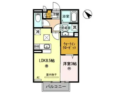 フィオーレ野崎III(1LDK/1階)の間取り写真