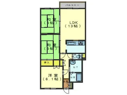 マンション北斗富岡II(3LDK/1階)の間取り写真