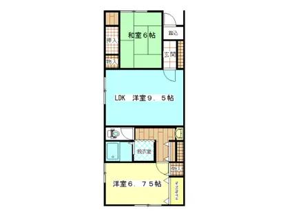 古里アパート(2DK/1階)の間取り写真