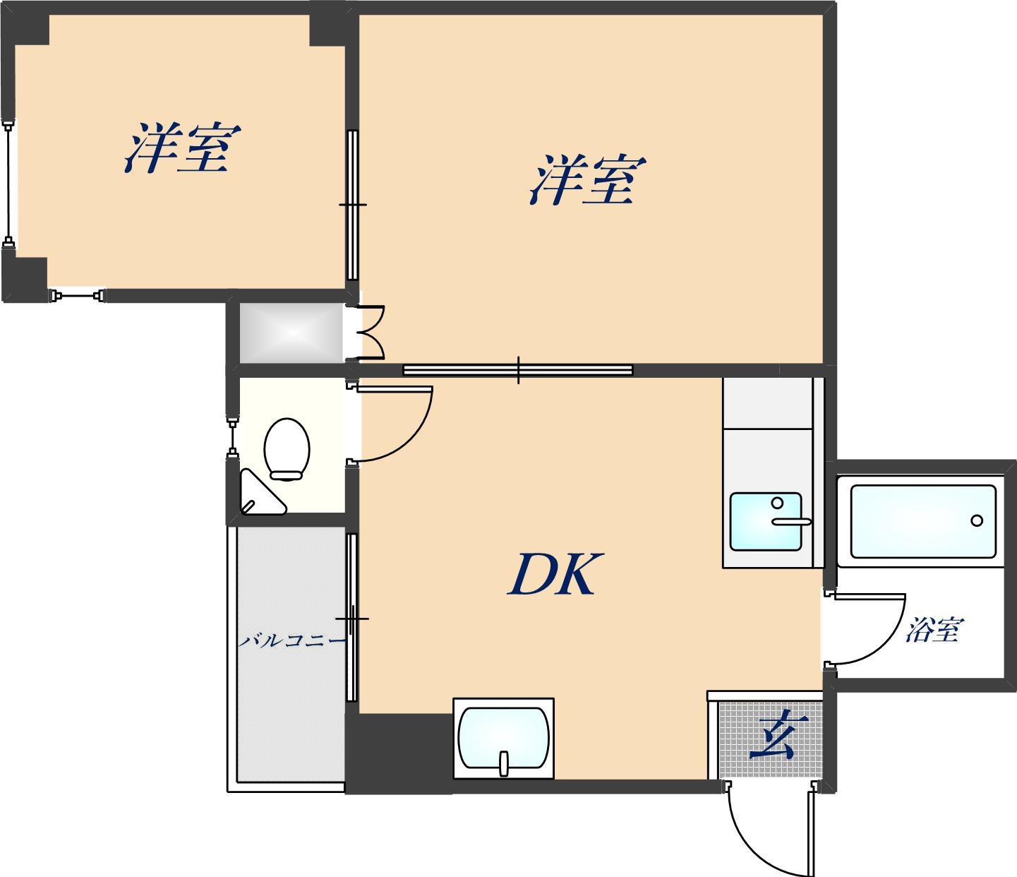 メゾンリヴィエール上野(2DK/2階)の間取り写真