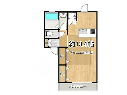 住吉町3丁目アパート(ワンルーム/2階)の間取り写真