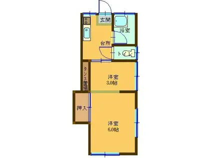 愛幸ハイツ(2K/2階)の間取り写真