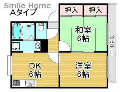 ドエル一番館(2DK/1階)の間取り写真