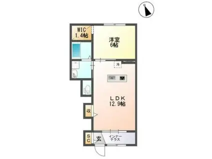 グリーンヒル(1LDK/1階)の間取り写真