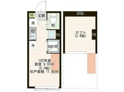 エディフィッシオ小竹向原(ワンルーム/1階)の間取り写真