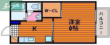 ネストII(1K/1階)の間取り写真