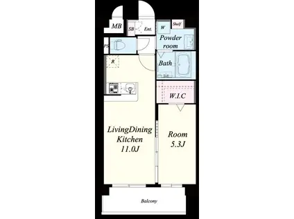 インバレッジ大野城(1LDK/5階)の間取り写真
