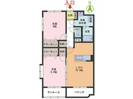 ロイヤルウエスト(2LDK/2階)の間取り写真