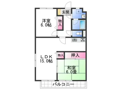 JR和歌山線 打田駅 徒歩14分 4階建 築28年(2LDK/3階)の間取り写真