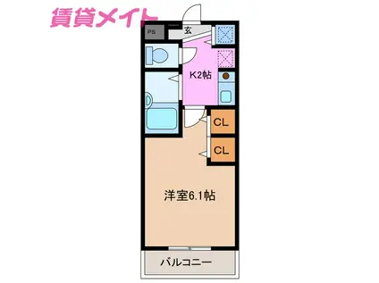 ダイヤマンション麻生田(1K/2階)の間取り写真