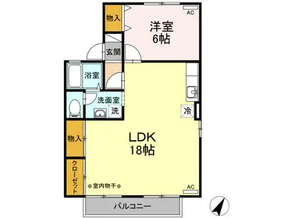 ロイヤルパレスB(1LDK/2階)の間取り写真