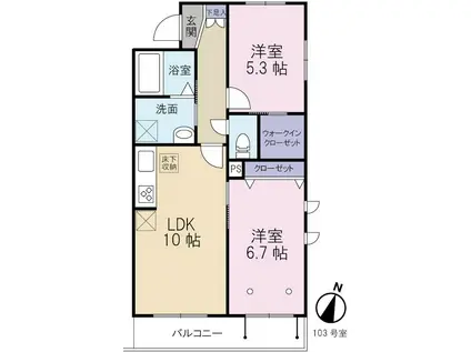 アプリコット・ベレオ(2LDK/1階)の間取り写真