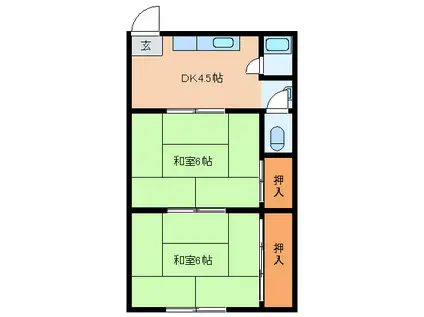 清雄ハイツ(2DK/2階)の間取り写真