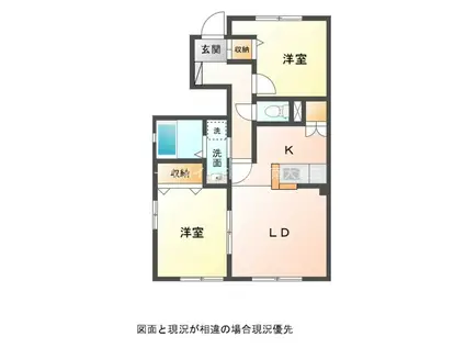 リアン B(2LDK/1階)の間取り写真