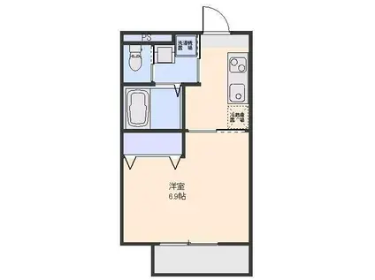 ルミエールコートS(1K/2階)の間取り写真