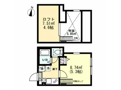 グランクオール西新井(1K/2階)の間取り写真