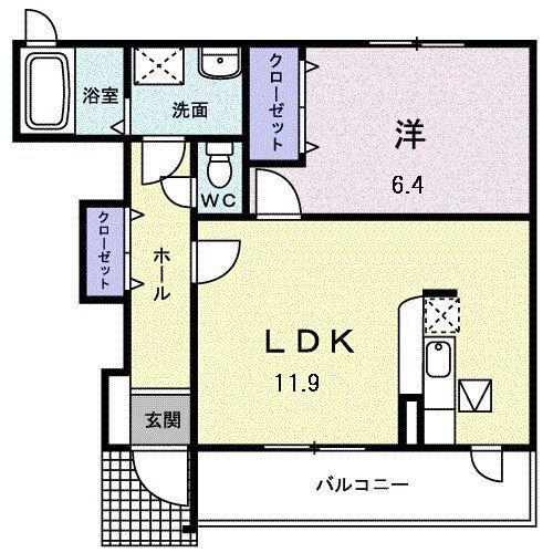 JR東海道本線 豊橋駅 バス乗車時間:19分 最寄りバス停で下車 徒歩6分 2階建 築17年(1LDK/1階)の間取り写真