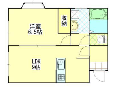 ブルージュ拾参番館(1LDK/2階)の間取り写真