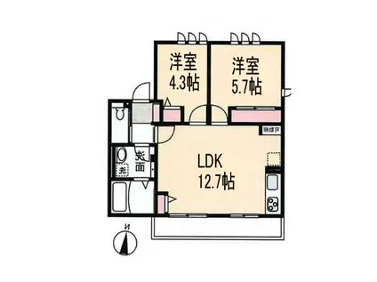 CONTRAIL1 コントレイル ワン(2LDK/1階)の間取り写真