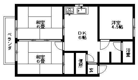 シティハイツふじA(3DK/1階)の間取り写真