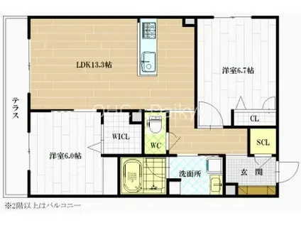 シャーメゾン南久宝寺III番館(2LDK/2階)の間取り写真