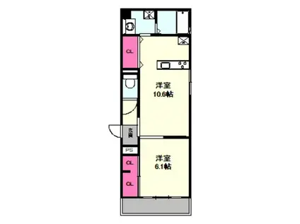 AZU PATIO(1LDK/2階)の間取り写真