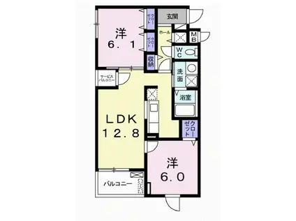 カーサ リリオ(2LDK/3階)の間取り写真