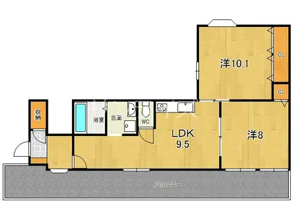 ハイツサンフィールド(2LDK/4階)の間取り写真