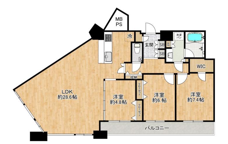 センターマークスタワー(3LDK/33階)の間取り写真