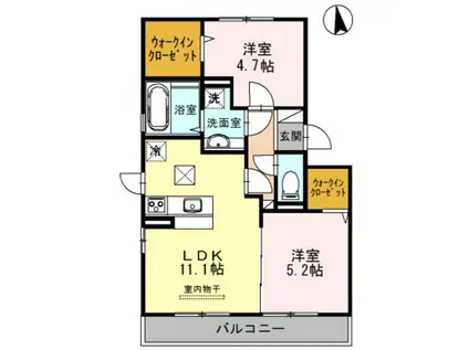 フローレンA・B棟 B棟(2LDK/1階)の間取り写真
