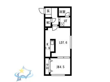 ハイヒルズ(1LDK/3階)の間取り写真