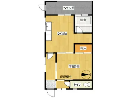 蜜蜂アパート(1DK/1階)の間取り写真