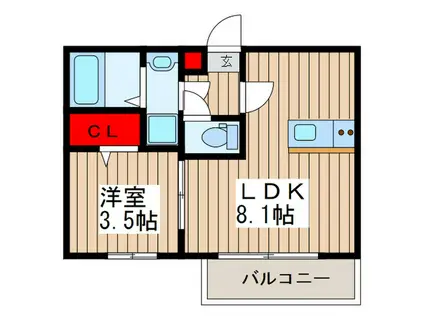 狭山市駅 徒歩9分 オートロック付 1LDK(1LDK/1階)の間取り写真