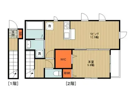 桜アパートメント(1LDK/2階)の間取り写真