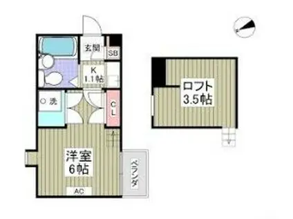 フジパレス行田壱番館(1K/1階)の間取り写真