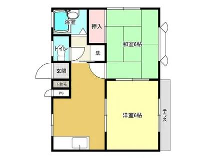 三竹ハイツ(2DK/1階)の間取り写真