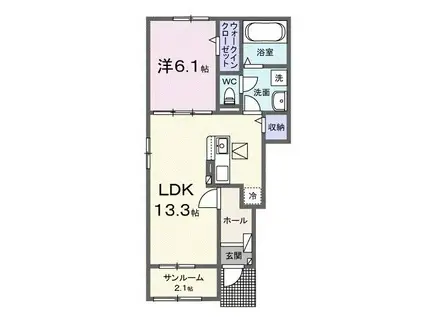 ヒカルサ熊谷江南中央 II(1LDK/1階)の間取り写真