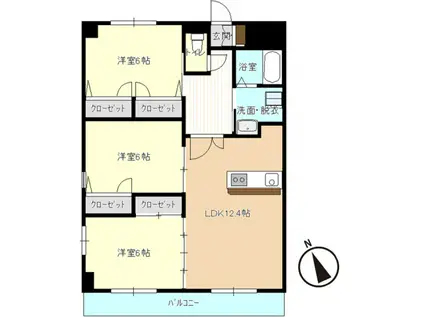 アンビエンテIII(3LDK/1階)の間取り写真