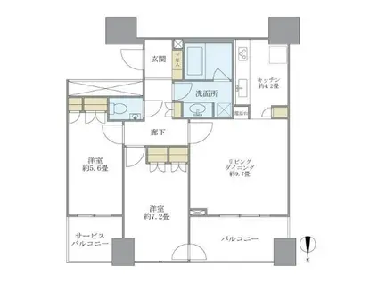 ザ・梅田タワー(2LDK/22階)の間取り写真