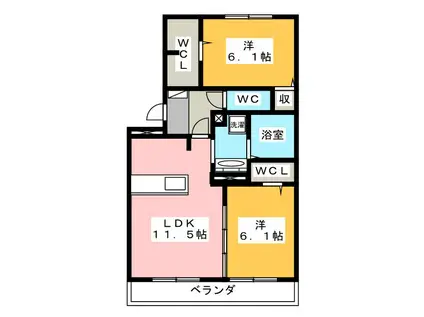 パルテールS(2LDK/3階)の間取り写真