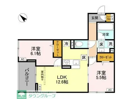 NOBLE VILLA浦和美園(2LDK/3階)の間取り写真