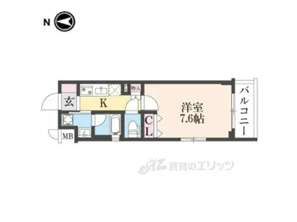 ベラジオ雅び北野白梅町駅前(1K/5階)の間取り写真