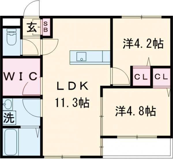 L-BLOOM御井(2LDK/1階)の間取り写真