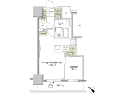 ザ・パークハビオ江古田(1LDK/8階)の間取り写真