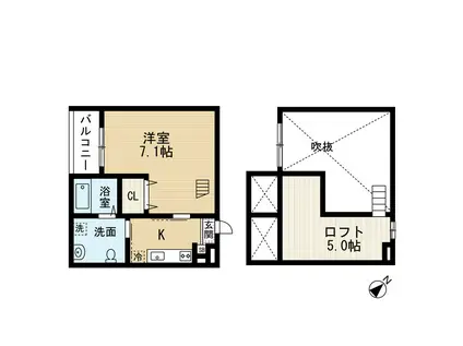 アルティプラーノ(1K/1階)の間取り写真