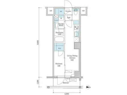 デュオフラッツ篠崎(1LDK/2階)の間取り写真