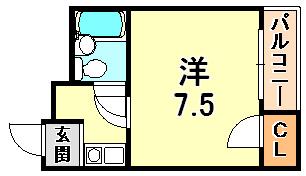 ラックス王子(1K/2階)の間取り写真