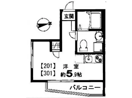 カーサフェリーチェ(ワンルーム/3階)の間取り写真