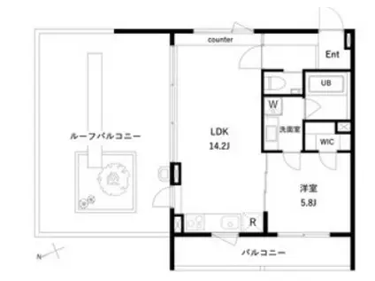 エスセナーリオ高輪(1LDK/5階)の間取り写真